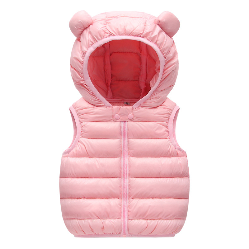 Chaleco con capucha de dibujos animados corto cálido chaqueta acolchada de algodón para niños invierno nuevo chaleco acolchado de algodón para niños chaqueta acolchada de algodón para bebés