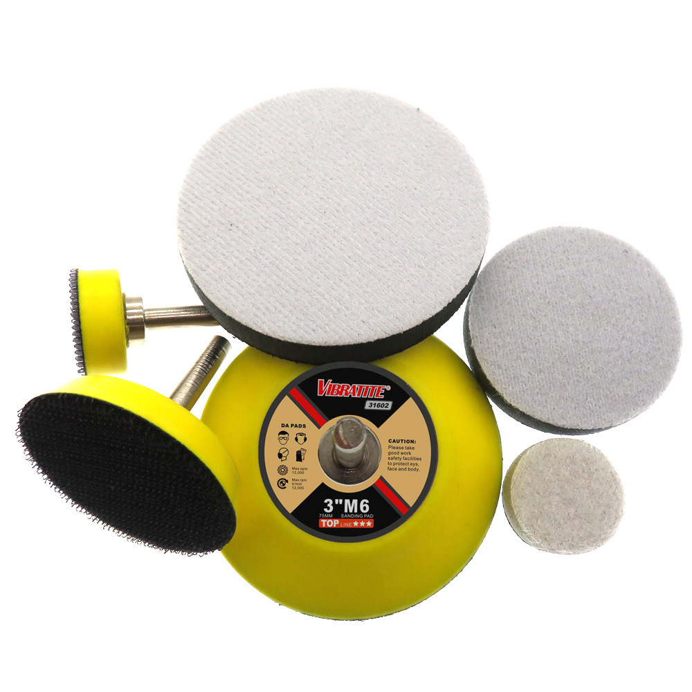 VIBRATITE 1寸/2寸/3寸电动抛光盘自粘植绒砂纸打磨盘加缓冲垫