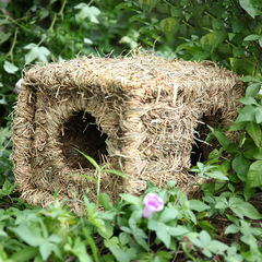 Handmade Woven Grass House for Small Pets like Rabbits, Hamsters, Hedgehogs, Guinea Pigs - Warm and Cozy Grass Nesting Toy for Pet Enrichment