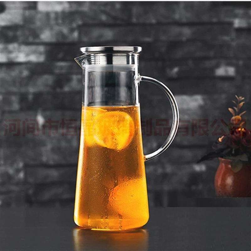 Оптовая Продажа с фабрики термостойкая стеклянная бутылка для холодной воды утолщенная емкость для сока крышка из нержавеющей стали стеклянная бутылка для холодной воды