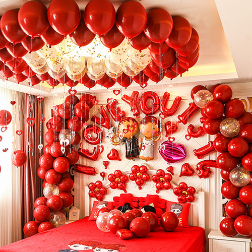 Wedding room layout wedding balloon set 10-inch pomegranate red latex ball wedding new house bedroom decoration and layout supplies