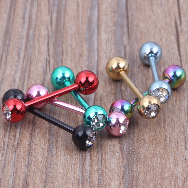 Steel Ball Stainless Steel Straight Barbell Tongue Ring Double Head Dumbbell Nipple Ring Body Piercing Jewelry 8 PCs/Bag detail image 8