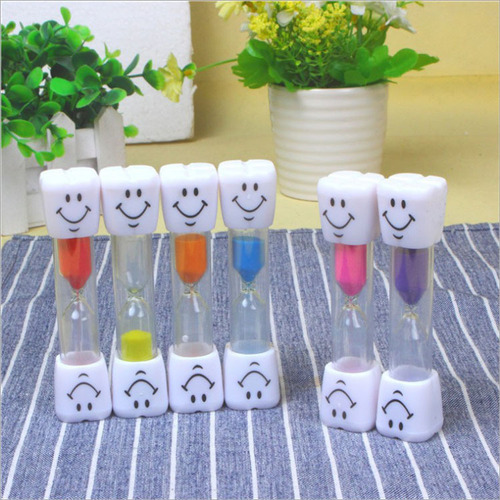 Hourglass timer, cartoon smiling face children's toy gift, creative hourglass plastic small crafts with logo