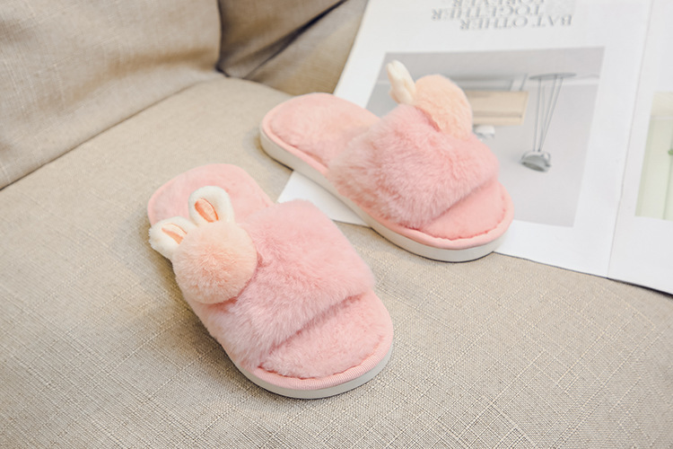 X Autumn And Winter New Children's Plush Slippers Home Warm Cartoon Fashion Soft Bottom Winter Baby Wholesale Fur Ball Style display picture 11