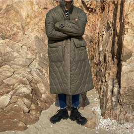 2020韩国男装压线加棉外套 冬季中长款自制东大门男士棉服INS潮流