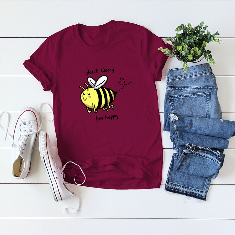   short-sleeved T-shirt cute bee cartoon plus size printing NSSN3369