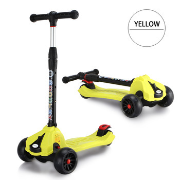 Transfronterizos dedicados a la altura de tres velocidades de dirección de gravedad ajustable PU rueda flash scooter para niños de 3 - 12 años