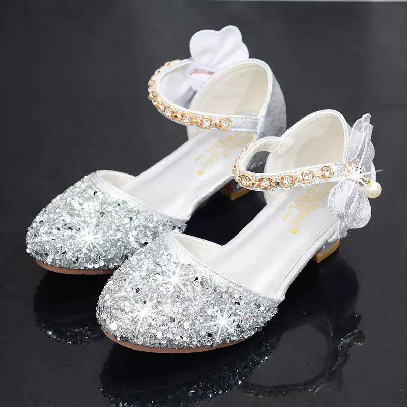 Высокие туфли для кожаной обуви, манекен с бантом для принцессы, серебряное костюм для фортепиано, осень
