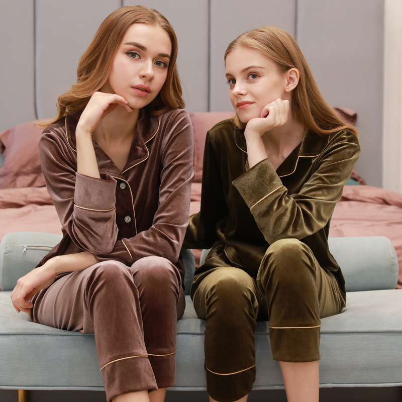 Autumn gold velvet velvet pajamas autumn and winter thin long sleeve flannel autumn clothes autumn pants sports suit Autumn gold velvet velvet pajamas autumn and winter thin long sleeve flannel autumn clothes autumn pants sports suit