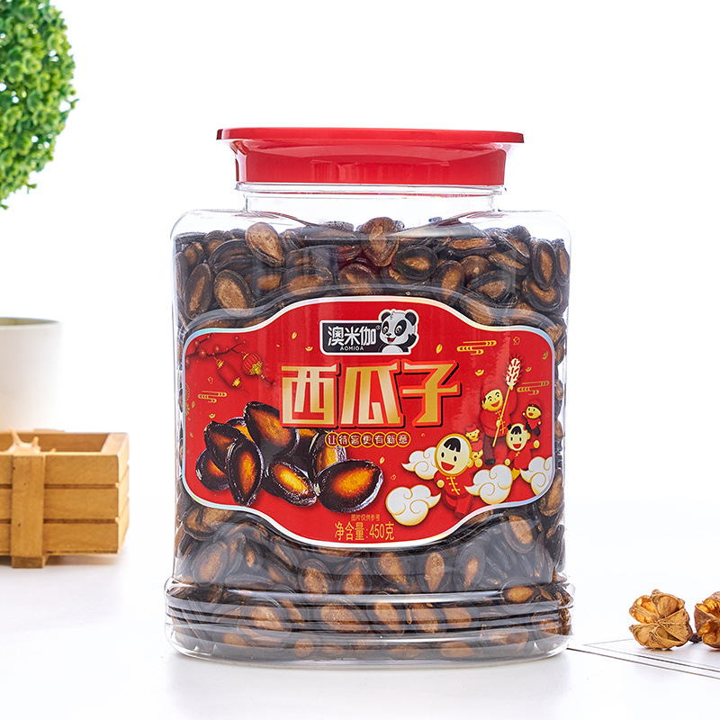 澳米伽450克大罐桶装西瓜子批发春节坚果炒货黑瓜子|ms