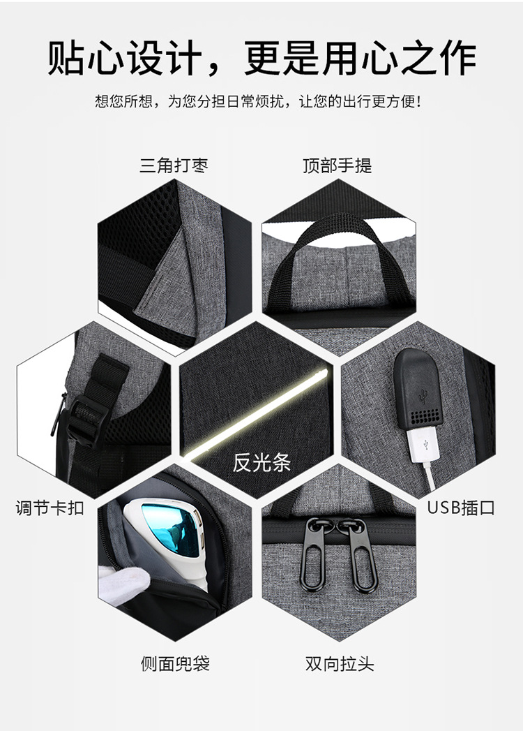 跨境男士商务包笔记本电脑包 多功能USB背包大容量双肩包可印logo详情16