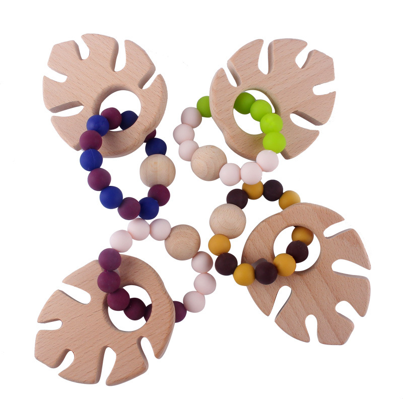 Bebé mordedor pulsera materna y suministros para niños mordedor palo juguete de haya Amazon Comercio exterior caliente pulsera de silicona