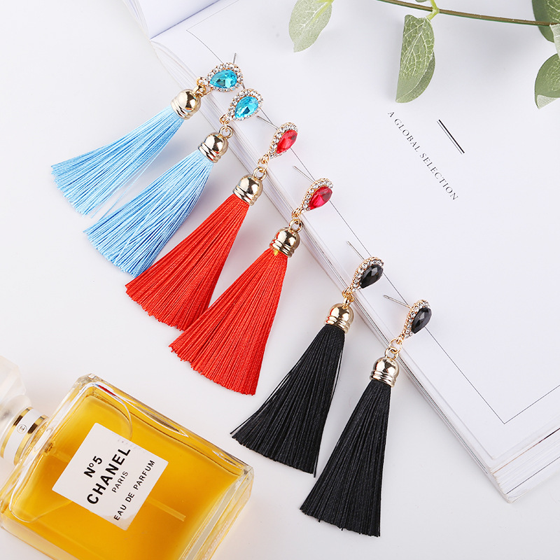 網紅爆款歐美百搭穗子耳環 波西米亞耳環長款 流蘇耳墜飾品批發