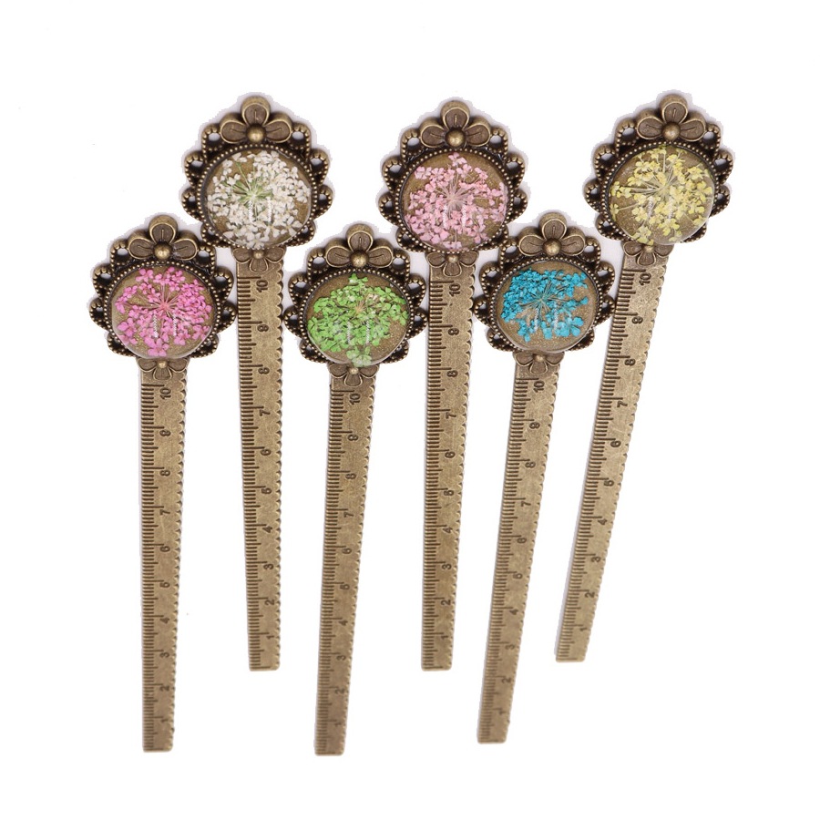 Retro bronce fresco flor eterna flor seca marcador estudiante pareja novias útiles escolares Time Gema marcador