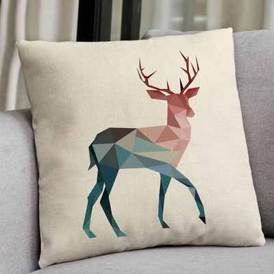 亚马逊爆款几何动物系列棉麻舒适抱枕套办公靠垫汽车靠背垫靠枕套|ru