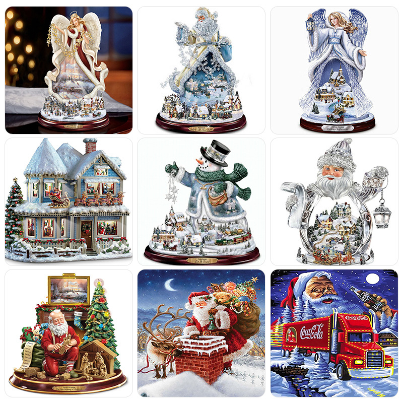 Foreign trade 5d Diamonds Full bore Round diamond Christmas Cross border Hanging picture modern Home Furnishing Diamonds customized mural