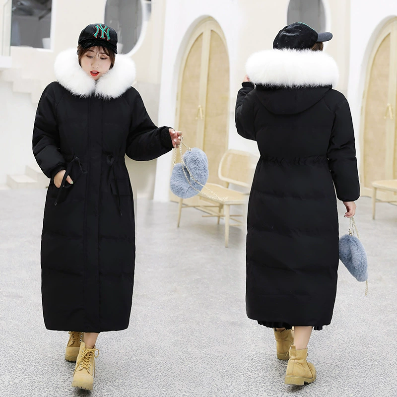 Толстая сестра плюс размер женский длинный пуховик до колен 200 кг Плюс Толстая очень большая 300 кг Толстая Женская холодостойкая одежда