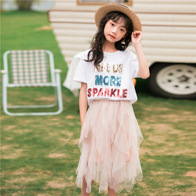 女童套裙2019夏裝新款韓版中大童壹件代發兩件套兒童時尚網紅套裝