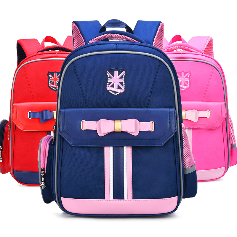 customized wholesale pupil schoolbag new pattern England bow children girl Lightening Spinal Backpack