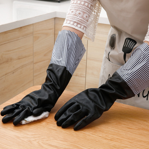 (Upgraded and Thickened) Black and White Durable and Abrasion-Resistant Household Gloves, Short Length Extended Cleaning Laundry Dishwashing Unisex Universal