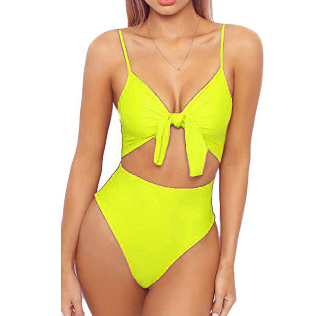 New swimsuit European and American single plain high waist Bikini 