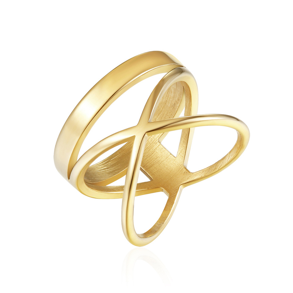 6g Weight Real Gold Plated Plating Material Real Gold Plated Geometric 304 Stainless Steel Simple Style Waterproof Non Tarnish Rings