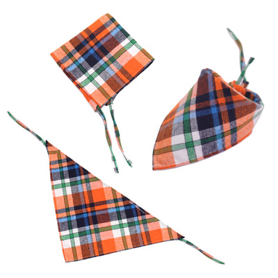 苏格兰风格子三角巾可爱宠物配饰围脖狗狗系带脖套口水巾