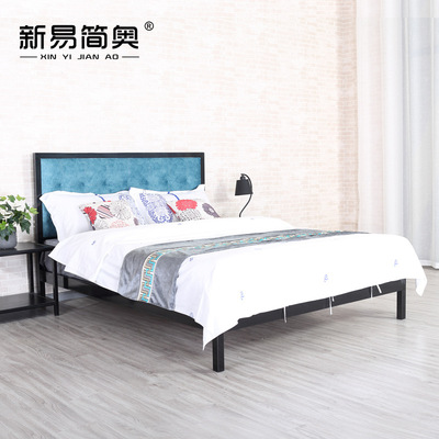 美式ins风铁艺床双人床1.5米1.8米铁床简约铁架床家用单人公主床|ms