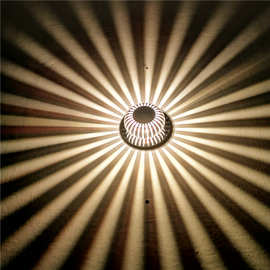 LED太阳花壁灯圆形创意铝材灯过道走廊灯ktv酒吧背景墙装饰灯1w3w