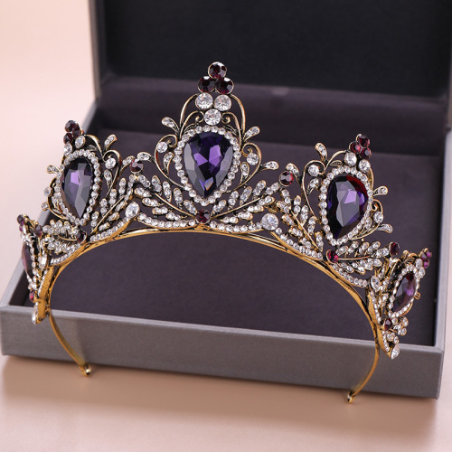 Hairpin hair clip hair accessories for women Crown Pin Baroque crown purple retro crown black crown wedding headdress