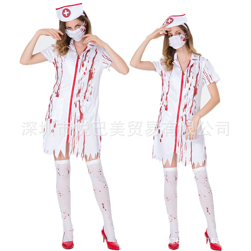 Halloween Horror Bloody Ghost Nurse Costume Ghost Festival Bloody Adult Female Ghost Zombie Scary Costume