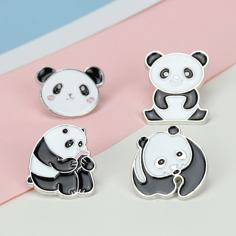 Cute Alloy Brooch Cartoon Dripping Oil Panda Funny Badge Brooch display picture 1