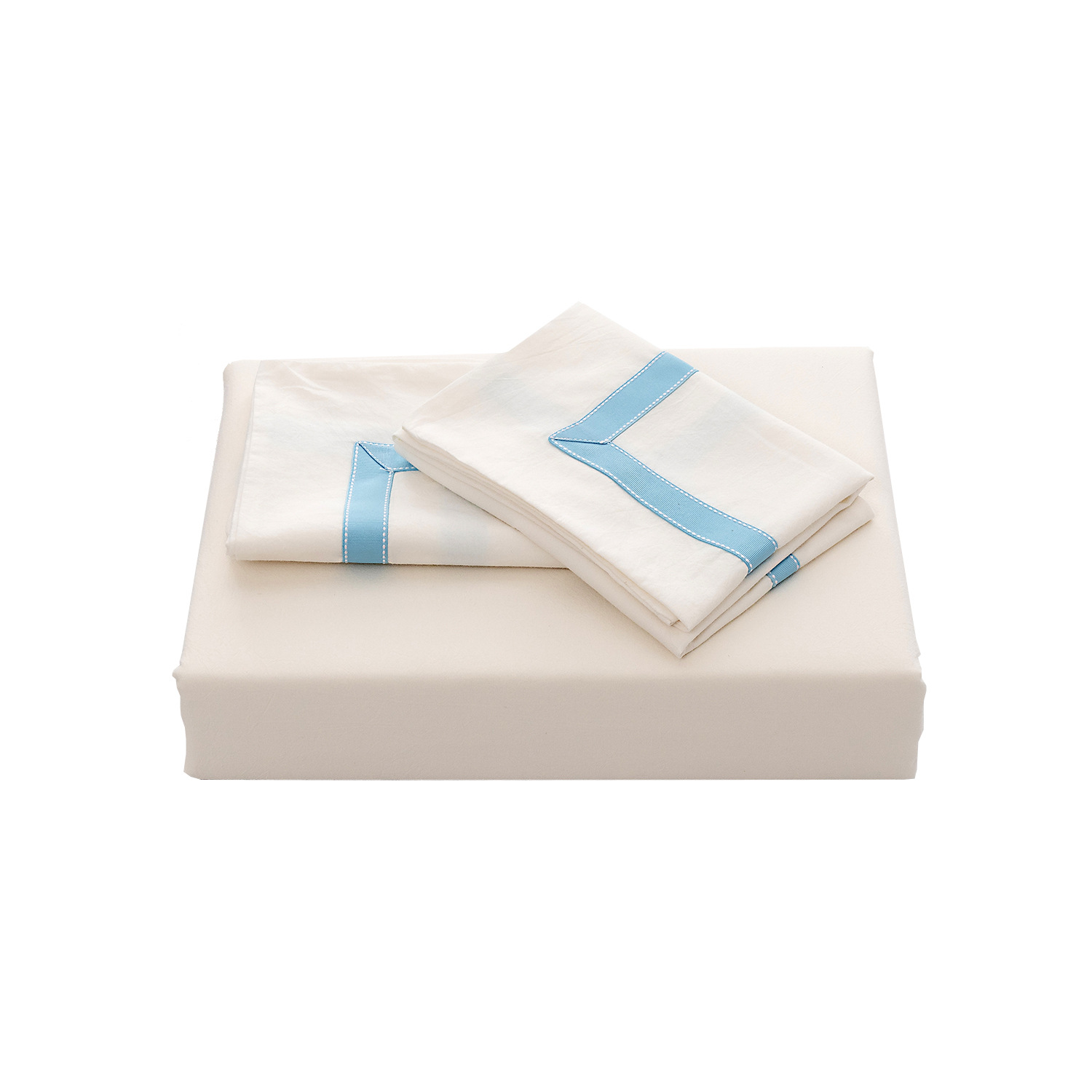 跨境家纺三件套外贸亚马逊纯色水洗纯棉缎带床上用品被套套件