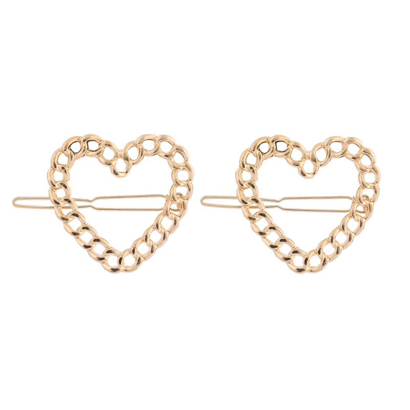 Hair Accessories For Girls Metal Chain Heart-shaped Hollow Hairpin Clips Folder Wholesale display picture 5