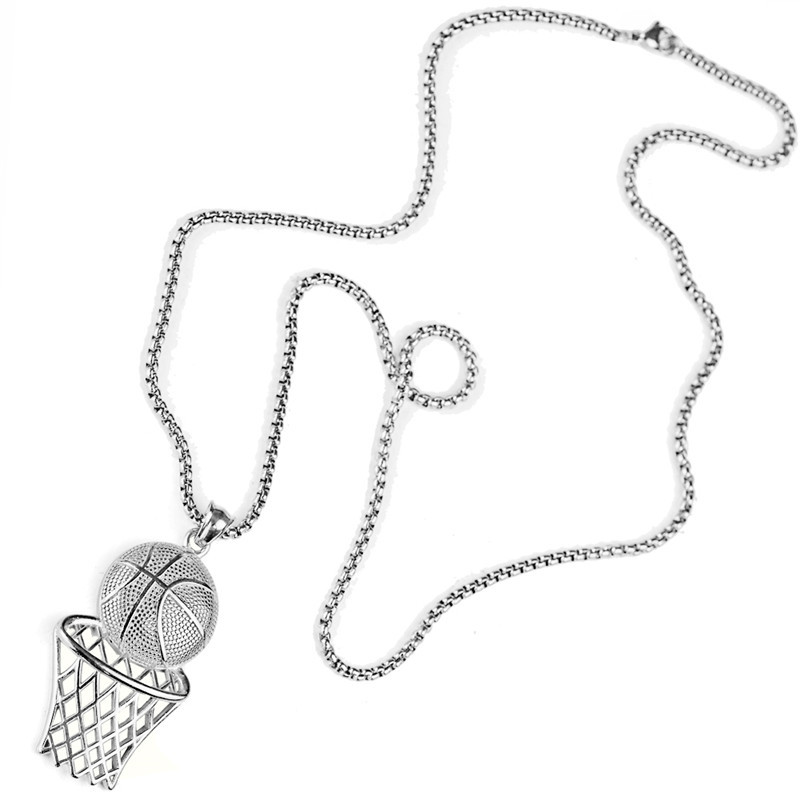 fashion creative solid color Basketball box titanium steel necklace wholesale nihaojewelry