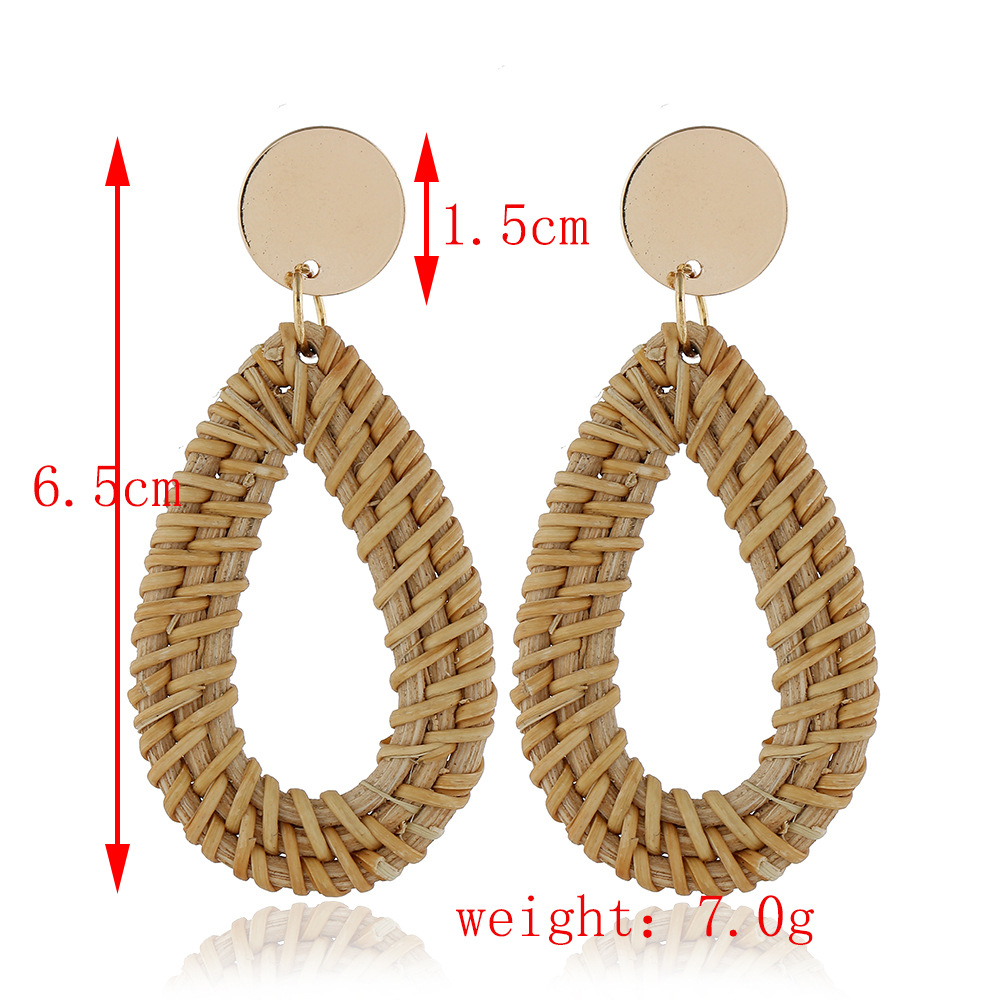 1 Pair Ethnic Style Geometric Braid Rattan Drop Earrings display picture 3