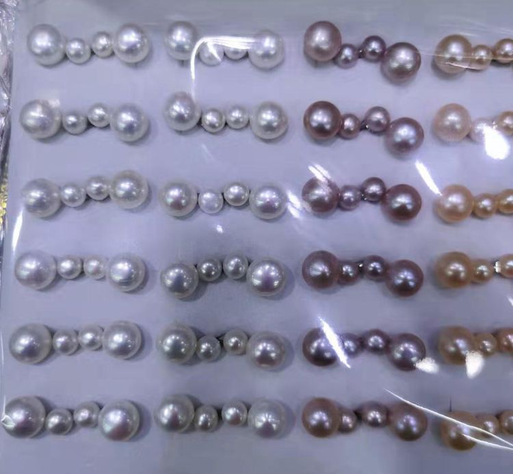 乔妹同款双珠淡水珍珠耳钉925 山下湖珍珠批发 真金电镀|ms