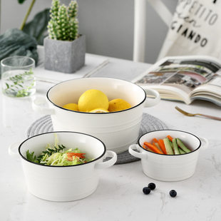Ceramic big soup bowl, tableware for home use, hand painting