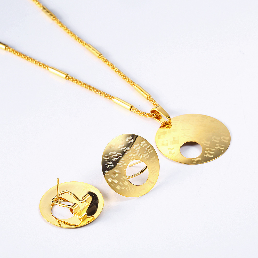 Fashion Round 18K Gold Plated No Inlaid 304 Stainless Steel Wholesale display picture 2