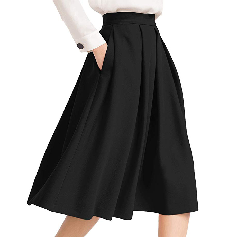 New women's high waist flared skirt plea...