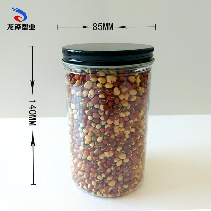 厂家批发 新品pet塑料食品罐 螺旋口铝盖透明瓶 花果茶食品包装瓶