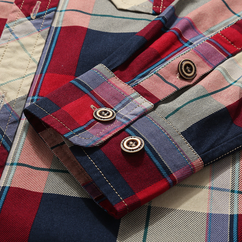 2019 transfronteriza de los hombres de primavera y otoño de manga larga de los hombres Camisa de algodón casual a cuadros más tamaño camisa suelta hombres