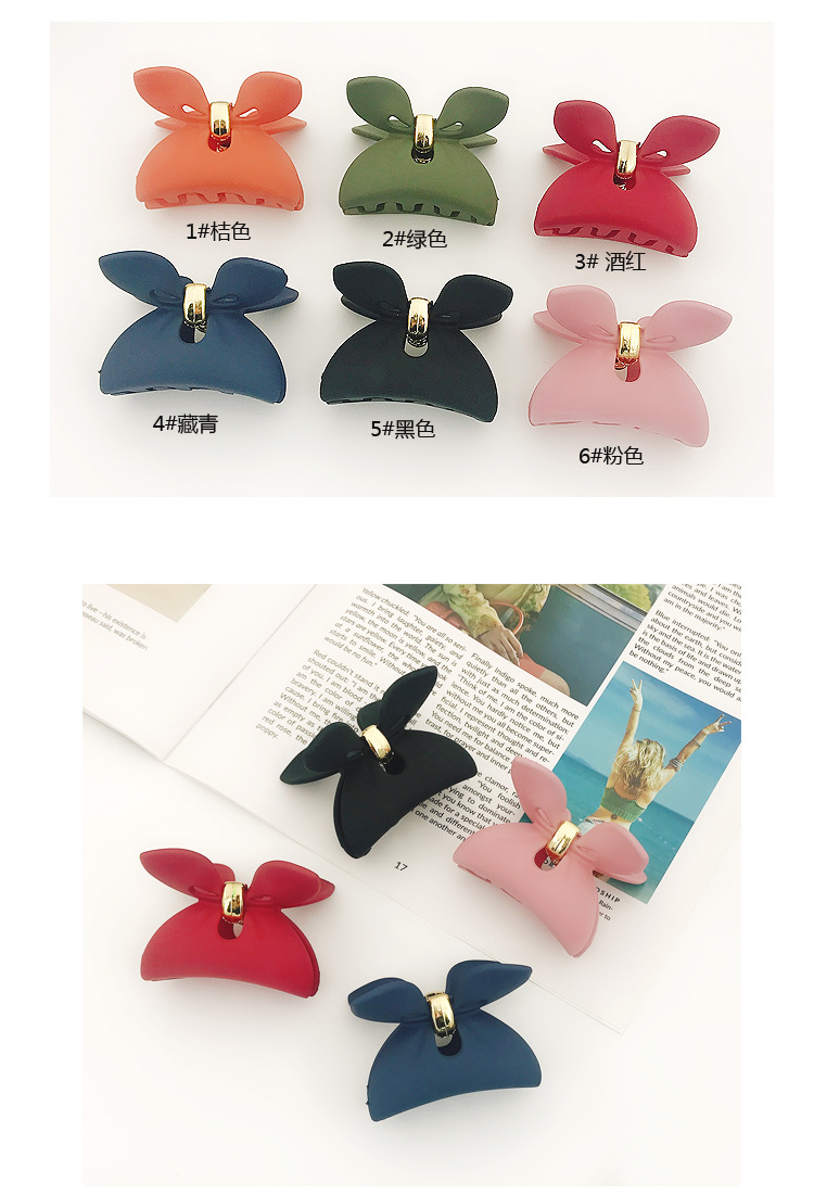 Coréen Mignon Grand Arc Poignée De Résine Solide Couleur Givré Oreilles De Lapin Barrettes Tous-match De Base Griffe De Cheveux Coiffe display picture 4