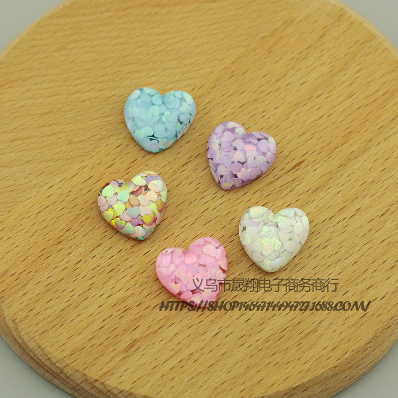 Resin heart love glitter sequins heart-shaped half pill patch DIY jewelry earrings material accessories wholesale Resin heart love glitter sequins heart-shaped half pill patch DIY jewelry earrings material accessories wholesale