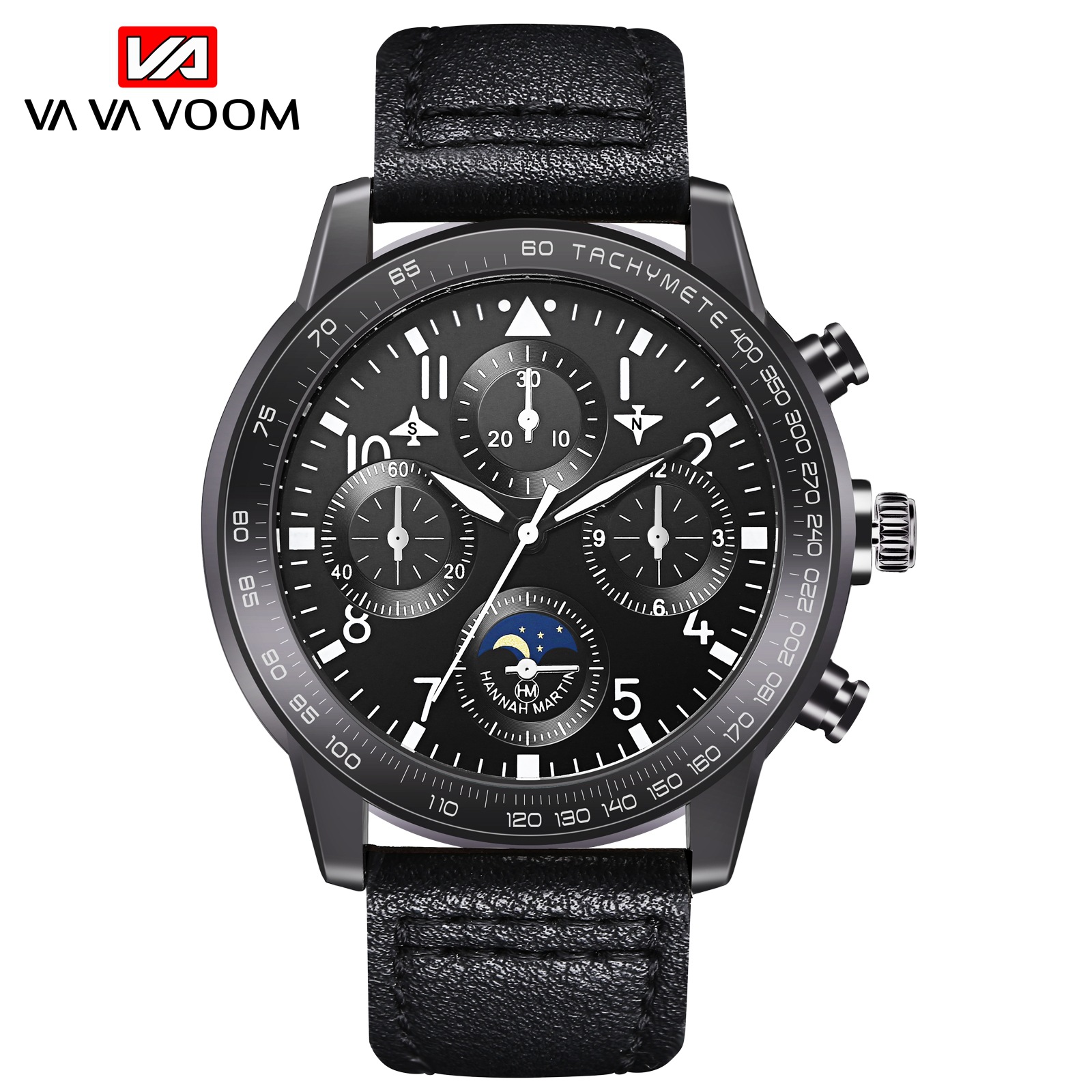 Men's Pilot Sports Authorization Multi-Function Watrproof Watch Wind Speed Measuring Fashion Watch Belt Watch_voghion.com