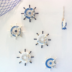 Mediterranean Style Creative Home 23cm Ship's Wheel Decor Wall Hanging Wooden Steering Wheel Craft Ornament