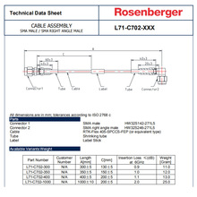 罗森伯格L71-C702-300 射频同轴测试线缆组件低损稳幅稳相交期快