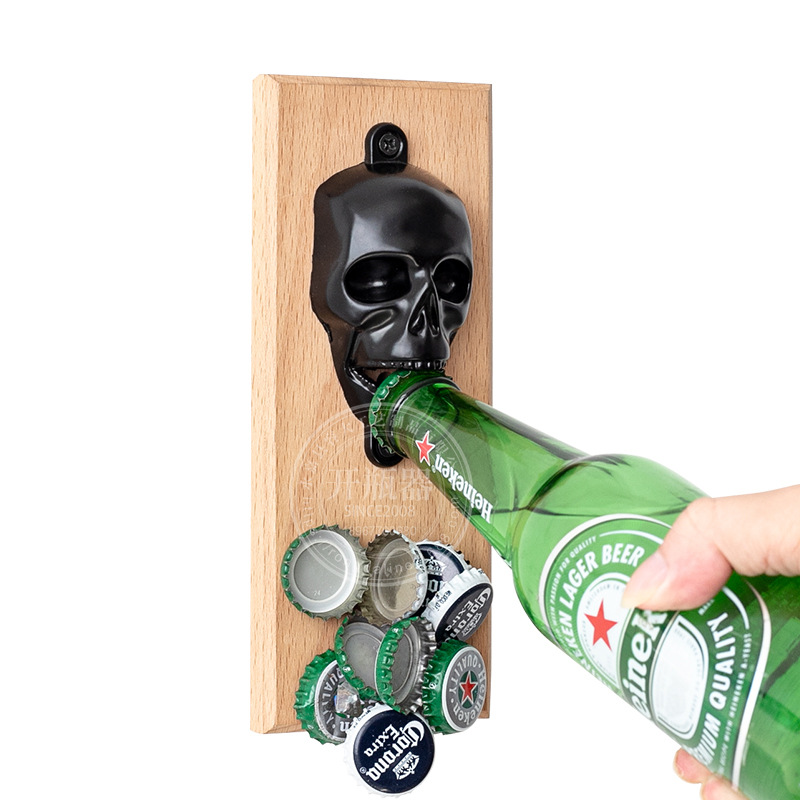 Bottle opener Skull Bottle opener Refrigerator sticker Wall Hanging type woodiness Beer Bottle opener bar Supplies