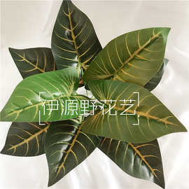 厂家小盆栽插花绿植婚庆装饰植物墙配材9头马蹄莲仿真叶子