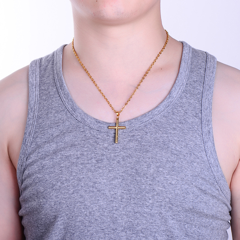 Polishing Design Hip-Hop Retro Cross Titanium Steel Polishing Men's Necklace